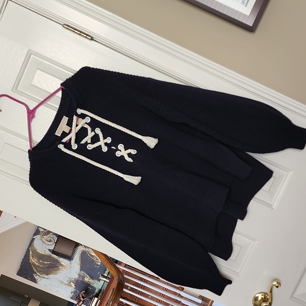 NWT Michael Kors Navy lace up sweater